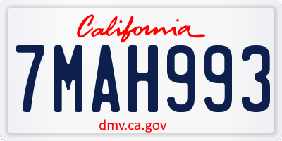 CA license plate 7MAH993