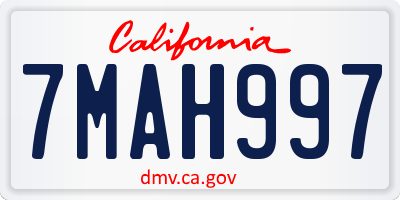 CA license plate 7MAH997