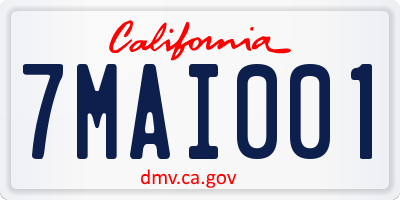 CA license plate 7MAI001