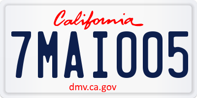 CA license plate 7MAI005