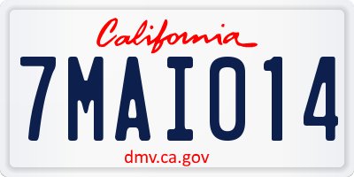 CA license plate 7MAI014