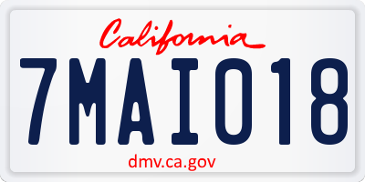 CA license plate 7MAI018