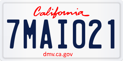 CA license plate 7MAI021