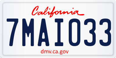 CA license plate 7MAI033