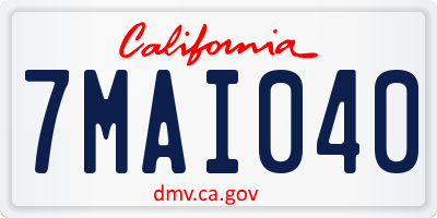 CA license plate 7MAI040