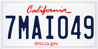 CA license plate 7MAI049