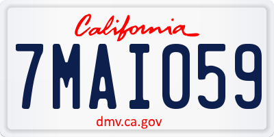 CA license plate 7MAI059