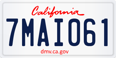 CA license plate 7MAI061