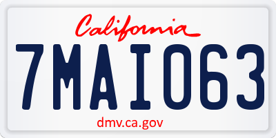 CA license plate 7MAI063