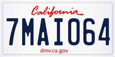 CA license plate 7MAI064