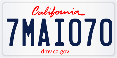 CA license plate 7MAI070