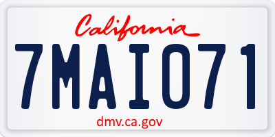 CA license plate 7MAI071