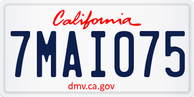 CA license plate 7MAI075