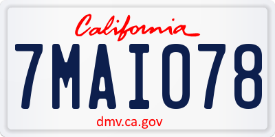 CA license plate 7MAI078