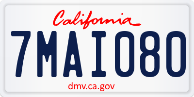 CA license plate 7MAI080