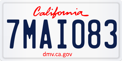 CA license plate 7MAI083