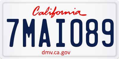 CA license plate 7MAI089