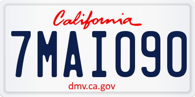 CA license plate 7MAI090