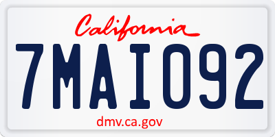 CA license plate 7MAI092