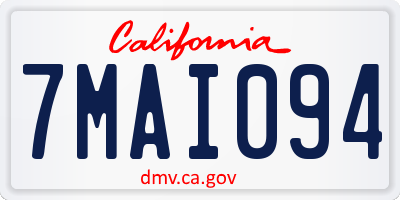 CA license plate 7MAI094
