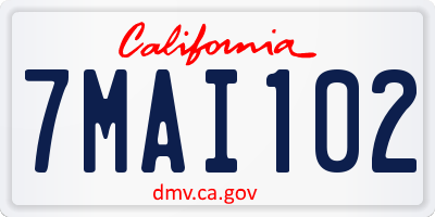 CA license plate 7MAI102