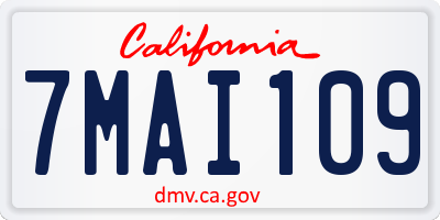 CA license plate 7MAI109