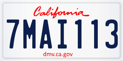 CA license plate 7MAI113