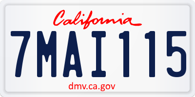 CA license plate 7MAI115