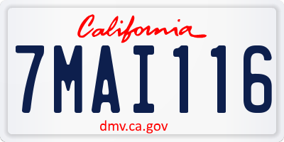 CA license plate 7MAI116