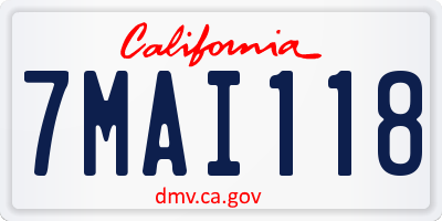 CA license plate 7MAI118