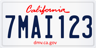 CA license plate 7MAI123