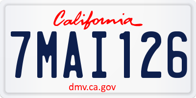 CA license plate 7MAI126