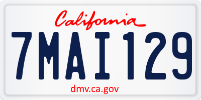 CA license plate 7MAI129
