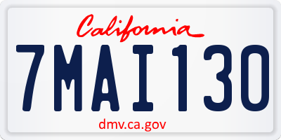 CA license plate 7MAI130
