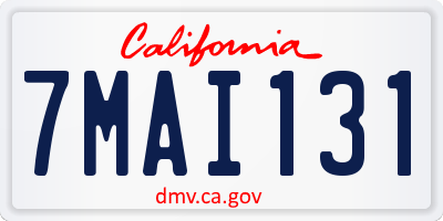 CA license plate 7MAI131