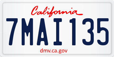 CA license plate 7MAI135