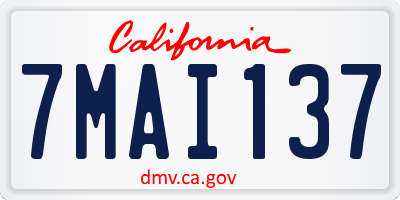 CA license plate 7MAI137