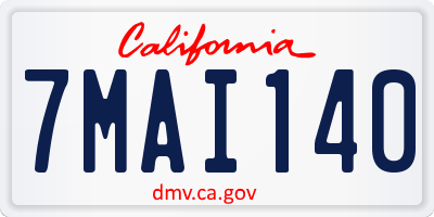 CA license plate 7MAI140