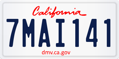 CA license plate 7MAI141