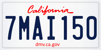 CA license plate 7MAI150
