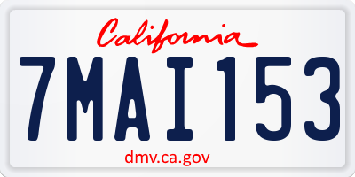 CA license plate 7MAI153