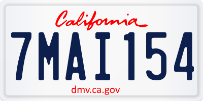 CA license plate 7MAI154