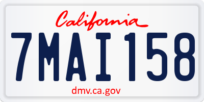 CA license plate 7MAI158