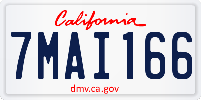 CA license plate 7MAI166