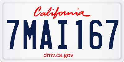 CA license plate 7MAI167