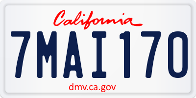 CA license plate 7MAI170