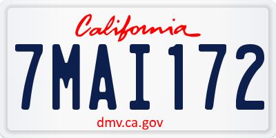 CA license plate 7MAI172