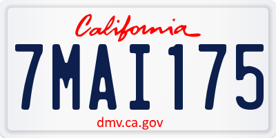 CA license plate 7MAI175
