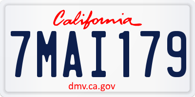 CA license plate 7MAI179