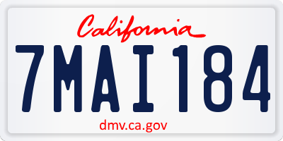 CA license plate 7MAI184
